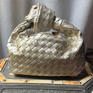 Elegant Gold Woven Handbag
